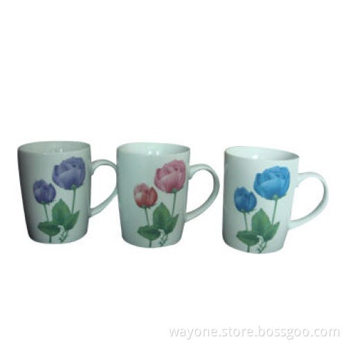 Pink/Purple/Blue Decal Porcelain Mugs, Flower Design, Ideal for Promotional Gifts